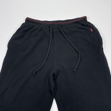Polo Ralph Lauren Pajama Pants Men L Black Waffle Knit Sleep Thermal 32x30 Baggy