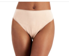 Charter Club Everyday Cotton High-Cut Brief Underwear, Beige Size M 9932