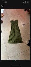 Maxi Dress Women L Strapless Chevron Navy & Seagreen Long Dress