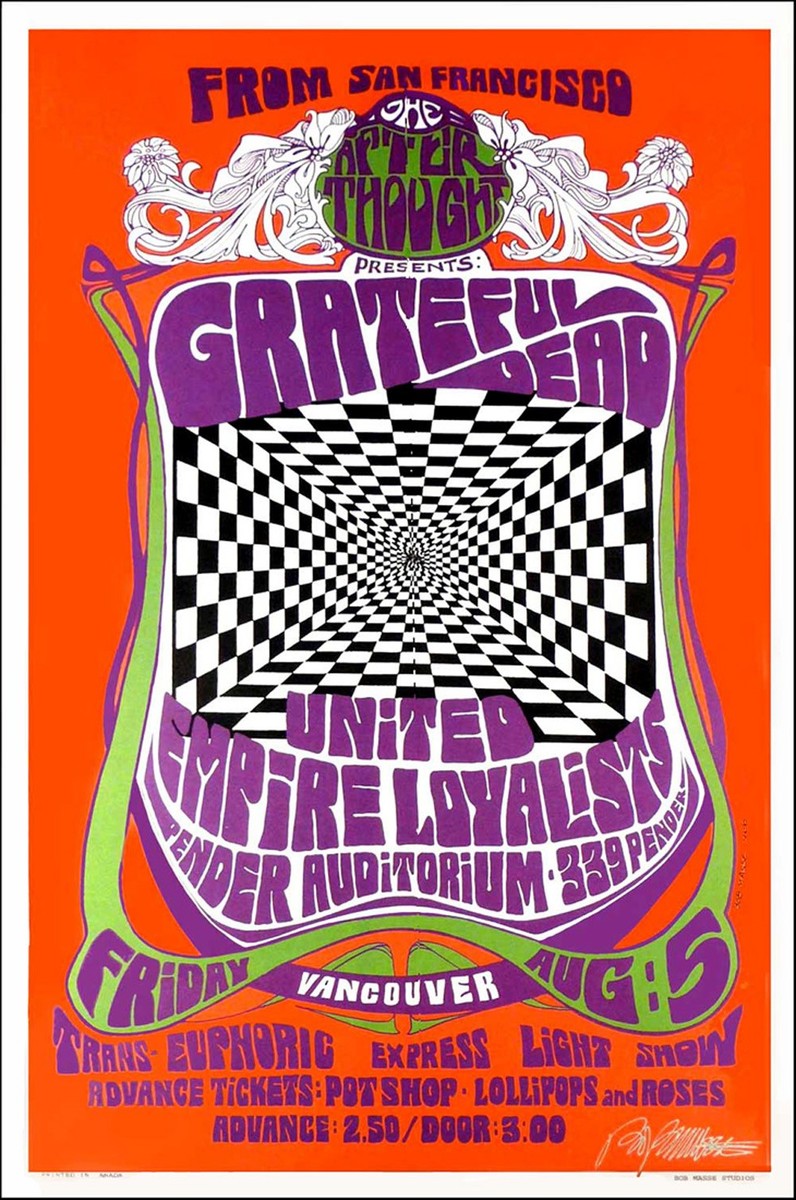 Grateful Dead Poster Vancouver 1966 Nice Signed Artists Print by