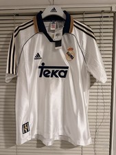 1999 Adidas Real Madrid Home Soccer Jersey Raul Gonzalez Blanco Men M Spain