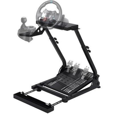 L-förmiger faltbarer Sim Racing Lenkradständer aus Carbonstahl mit Sitzschlitz