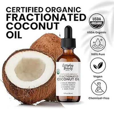 Certified Organic, Medium Coconut Oil 100% Organic Oil, For Skin & Hair