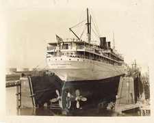 1928 Press Photo S.S. City Honolulu Drydock Los Angeles Harbor LASSCO Steamship