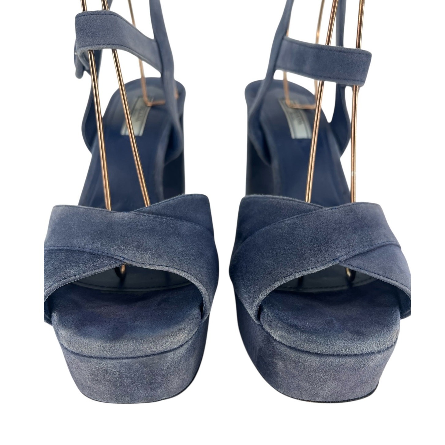 Prada Suede Crisscross Platform Sandals in Blue Size 40.5 thumbnail 10