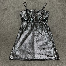 Urban Outfitters Silver Sequin Bodycon Mini Dress Women Small Strappy Stretch