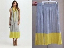 Eileen Fisher Silk Cotton Jersey Skirt Size L XL EASTER SPRING pocket colorblock