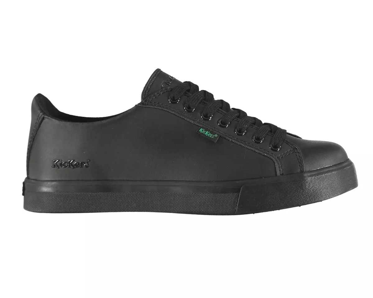 Boys Kickers 114728 Tovni Lacer Leather Lace Up Girls Shoes Black School Shoes