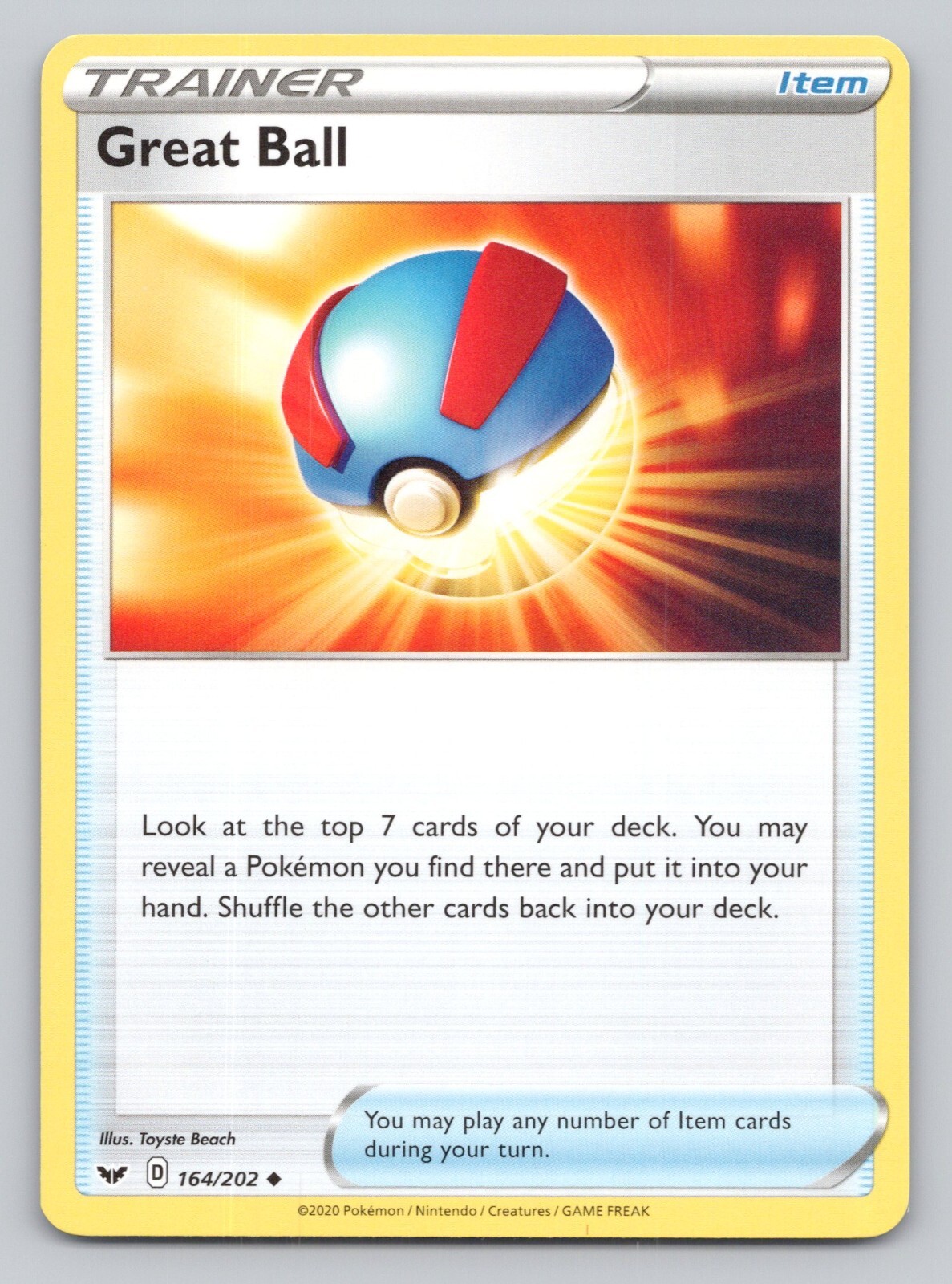 2020 Great Ball Pokemon Card Sword & Shield Base Set #164