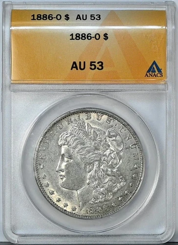1886-O MORGAN AU53 ANACS Graded Silver Dollar AU 53 Coin 7168 New Orleans