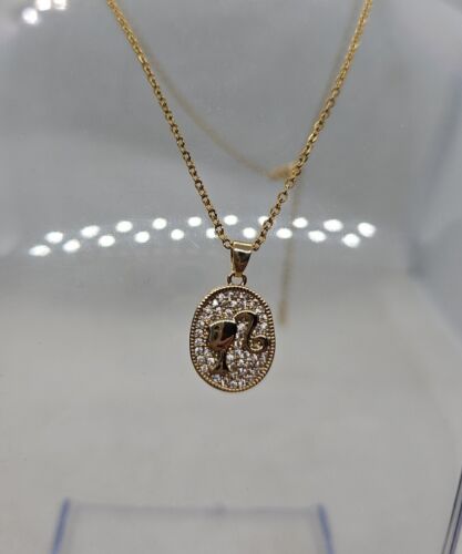 Gold Over Stainless Steel Barbie Necklace With Rhinestones 18 Inch - Picture 1 of 5
