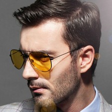High End Pilot YELLOW LENS Day / Night Vision Sunglasses Night Driving Glasses