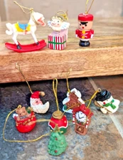 Lot Of 10 Miniature Ornaments Poly Resin And Wood Package Trims