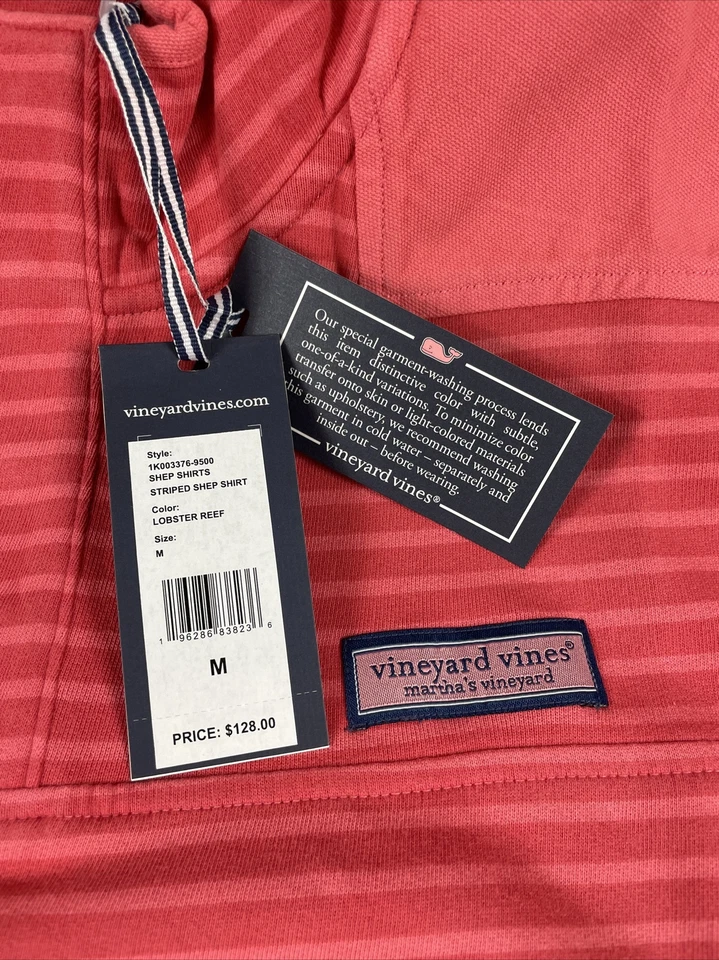 Camisa Pullover de Golf Vineyard Vines Oveja Mediana Roja Rayas Algodón Poliéster $128 Foto 4 de 4