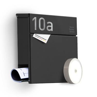 Radius  Designer Briefkasten Edelstahl - Letterman 6 Anthrazit -Personalisierbar