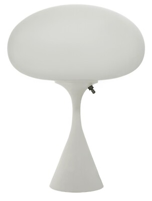 Mid Century Design Table Lamp by Designline in Satin White -Retro Mushroom Lamps