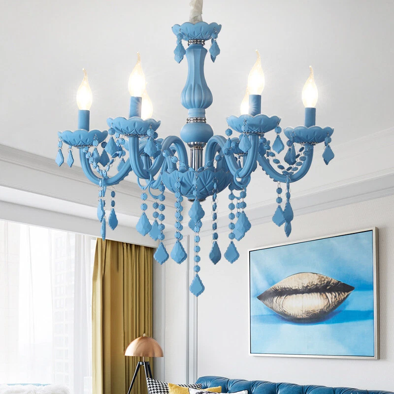 Blue crystal chandelier deals