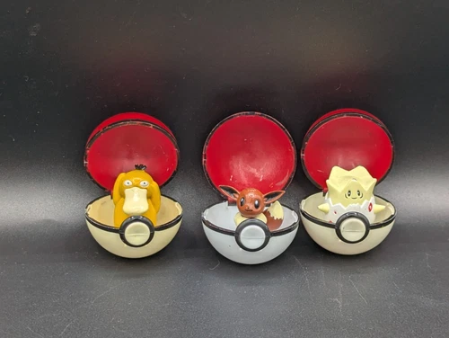 Vintage 1999 Nintendo Pokémon Togepi Psyduck Eevee Pokémon Detachable Figure BFI