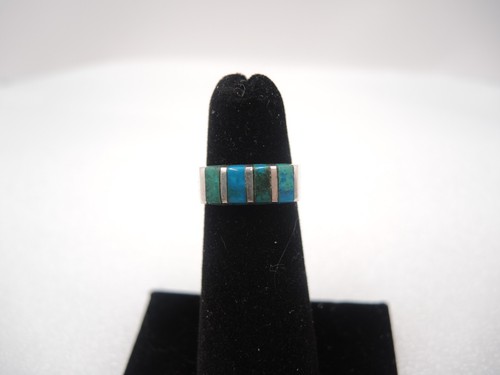 Southwestern Turquoise Channel Sterling Ring size 4 Petite - Picture 14 of 14