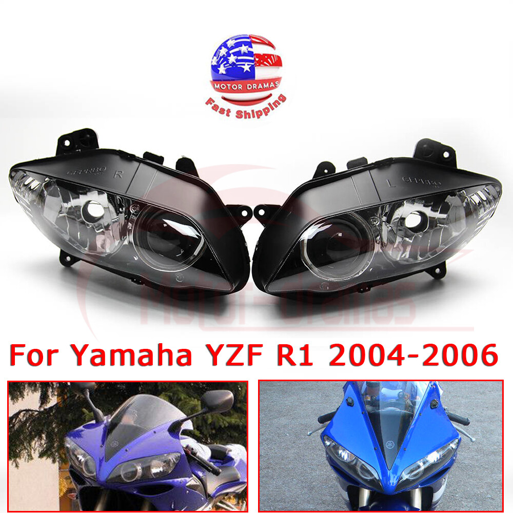 Front Headlight Head Lamp Assembly Clear Lens For Yamaha YZF R1
