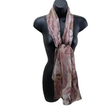 Women's Scarf Multicolor Sheer Swirl Pattern 14/60" Rectangle Wrap