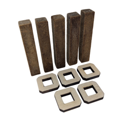 Betonformat 5x Dauerdocht 15mm mit Holzhalter für Wachsfresser  DIY Outdoorkerze