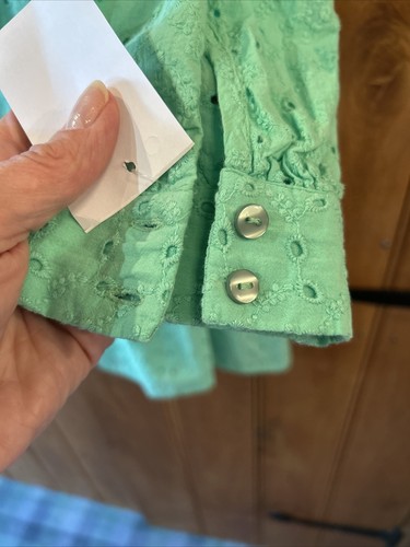 B.Young Green Embroiderie Anglaise Dress Size L - Foto 5 di 9