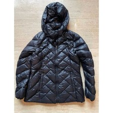 London fog Black Quilted Puffer hooded Jacket Winter Coat Warm Outerwear S