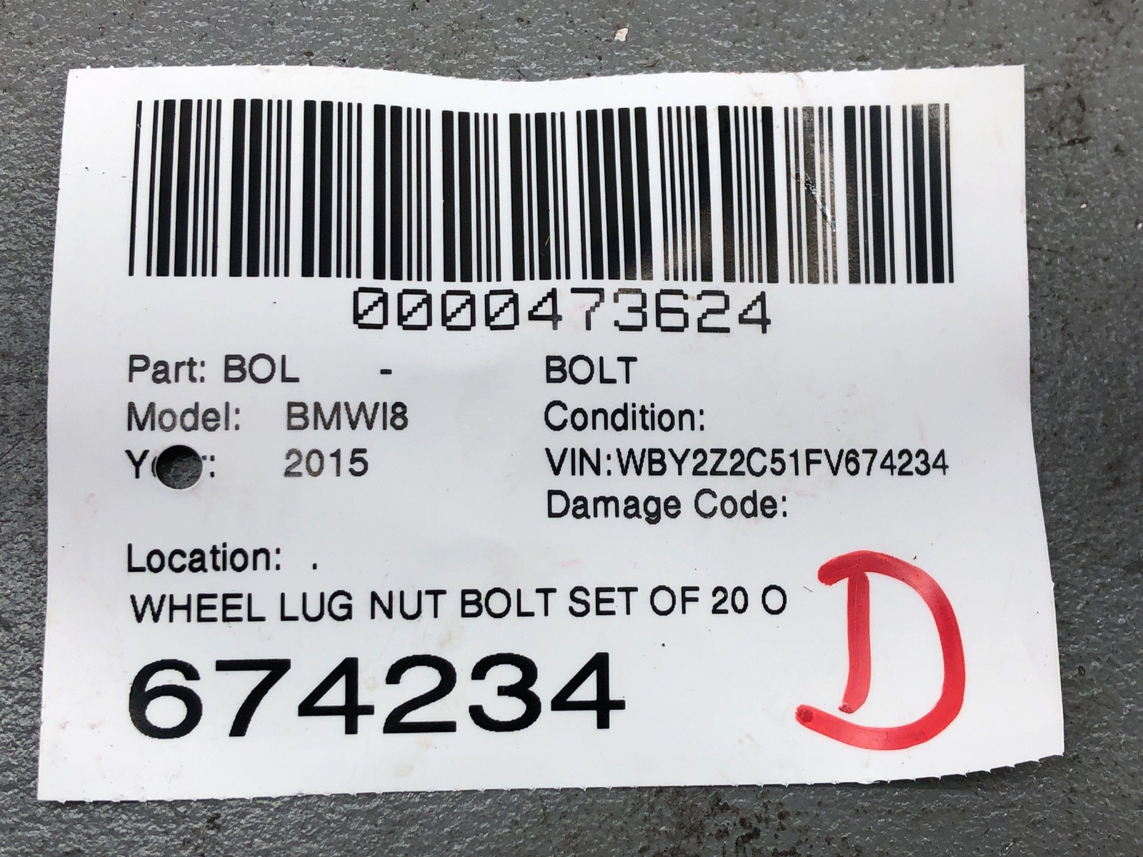 20142019 BMW I8 WHEEL LUG NUT BOLT SET OF 20 OEM 2015 2016 2017 2018
