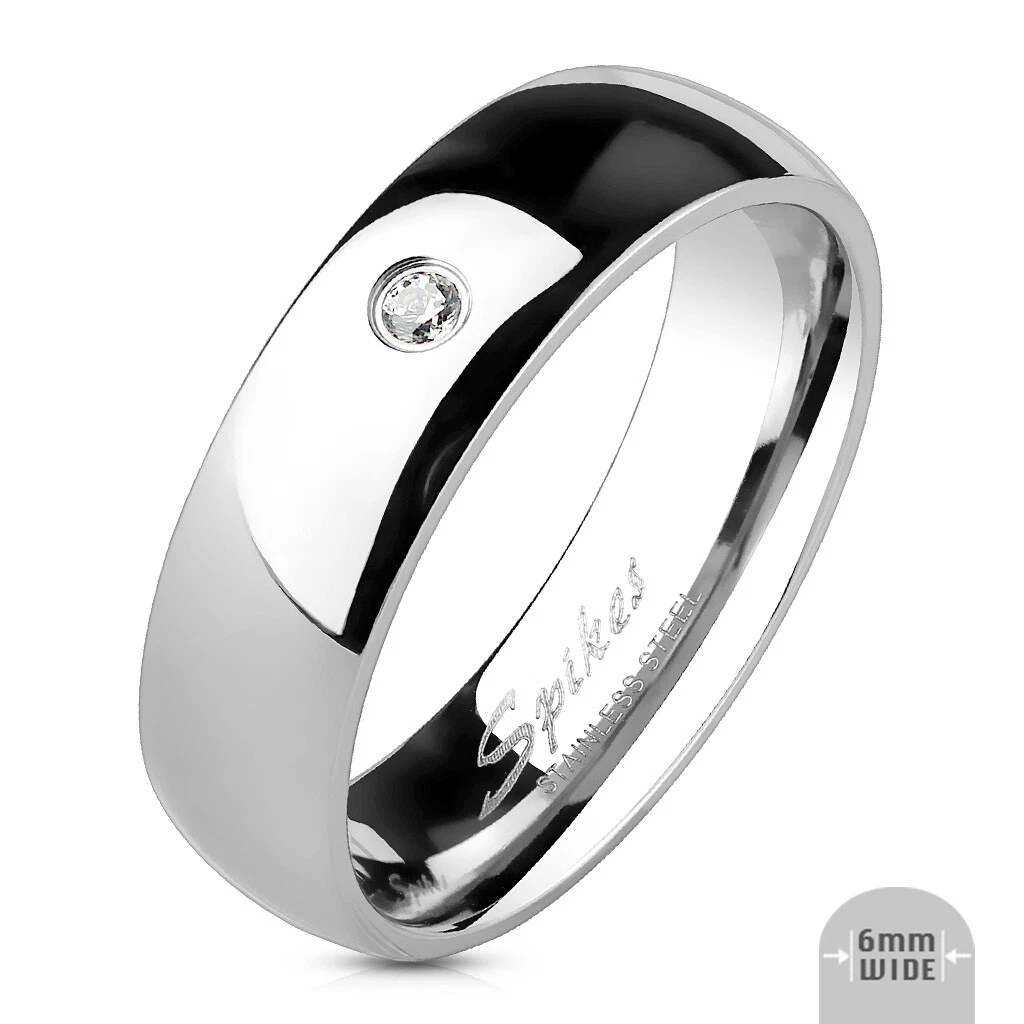 Bague Mixte Femme Homme en Acier Inoxydable Argent Oxyde de