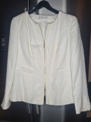 Bouclé-Blazer, ecru, Gr. 44 mit Wolle, Länge 60, Breite 56 cm