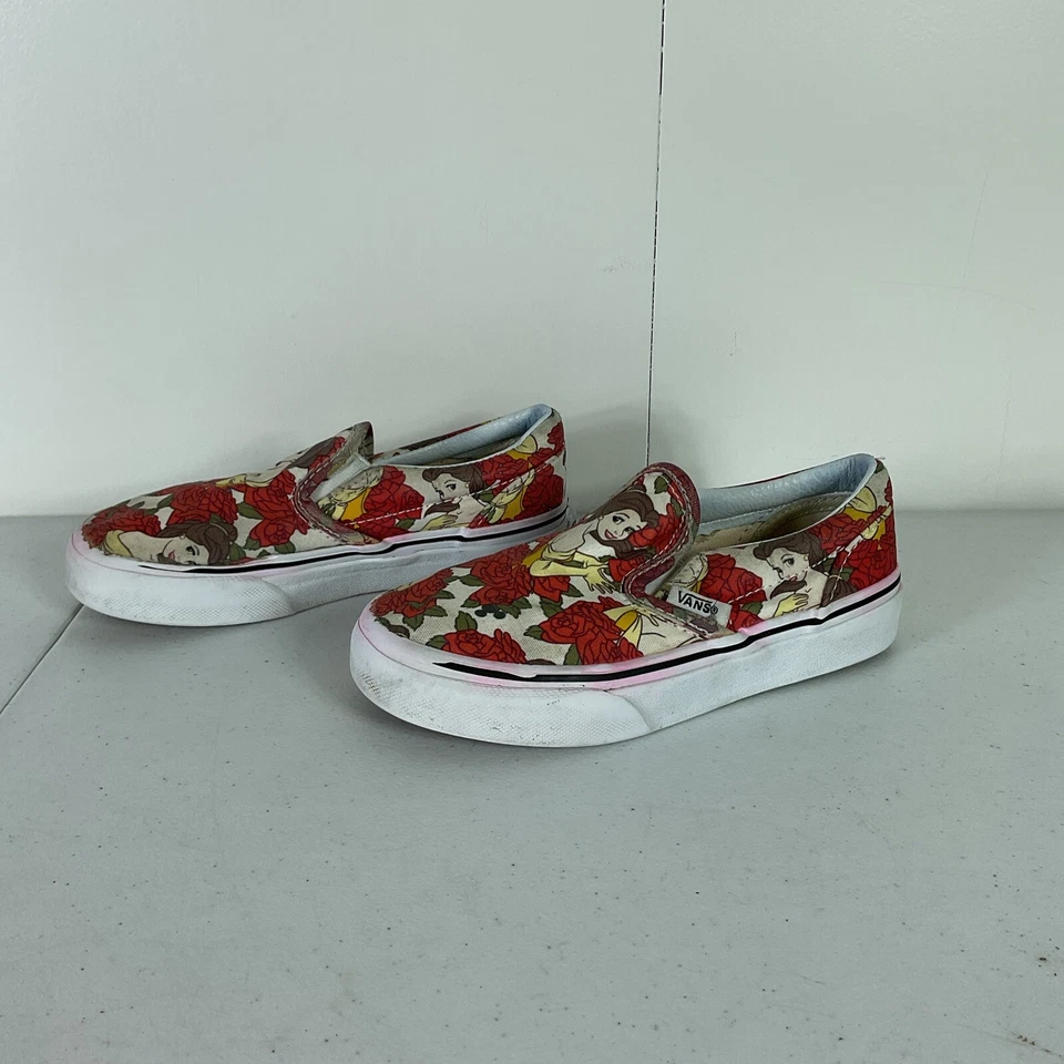 kids 12 Authentic Vans x Disney Belle Beauty And The Beast US Slip On Floral - Image 4 of 4