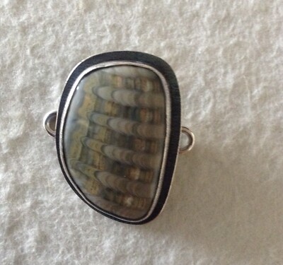 Tabra Fossilised Shell Sterling Silver Connector Charm.