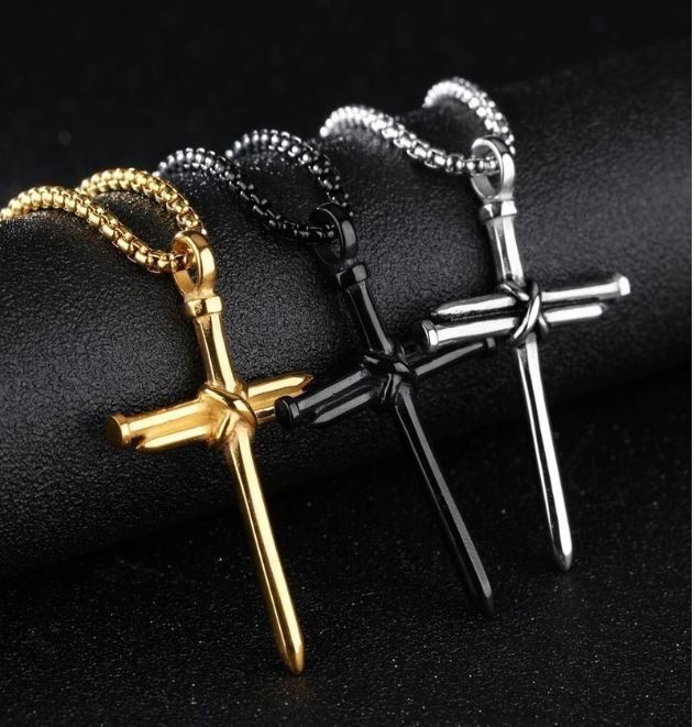 Stainless Steel Nail Cross Pendant Nail Cross Necklace (Includes