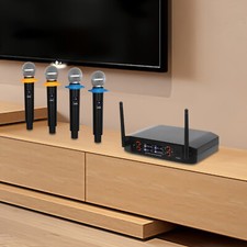 4 Channel Wireless Microphone Pro Audio System UHF Handheld Dynamic Mic Party