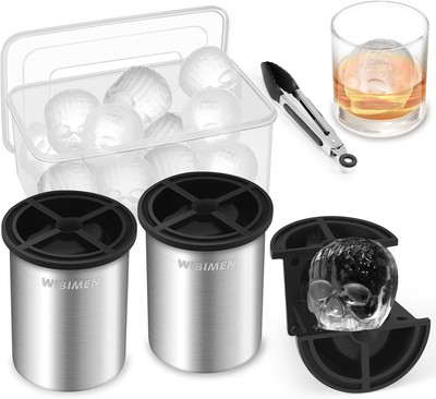 Premium Stainless Steel Skull Ice Cube Mold - 2'' Functional Design for Home Bars