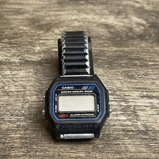 Vintage Casio 590 W-70B Unisex Black Alarm Chrono Stainless Steel Digital Watch