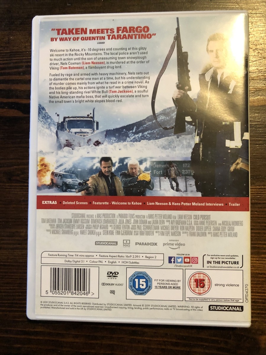 Cold Pursuit UK DVD 2019film Liam Neeson,Tom Bateman Jackson  5055201842046Moland