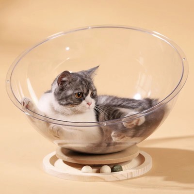 Rundes Katzenschlafnest Transparnt Katzenspielzeug Weltraumkapsel Katzenbett Ganzjahres