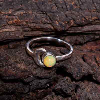 Elegant Ethiopian Opal Moon Ring,925 Silver,Statement Ring,Sun Moon Ring ForLove
