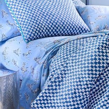 Petite Painted Blue Check Only Duvet Cover & Pillowcase Set, 100% Cotton