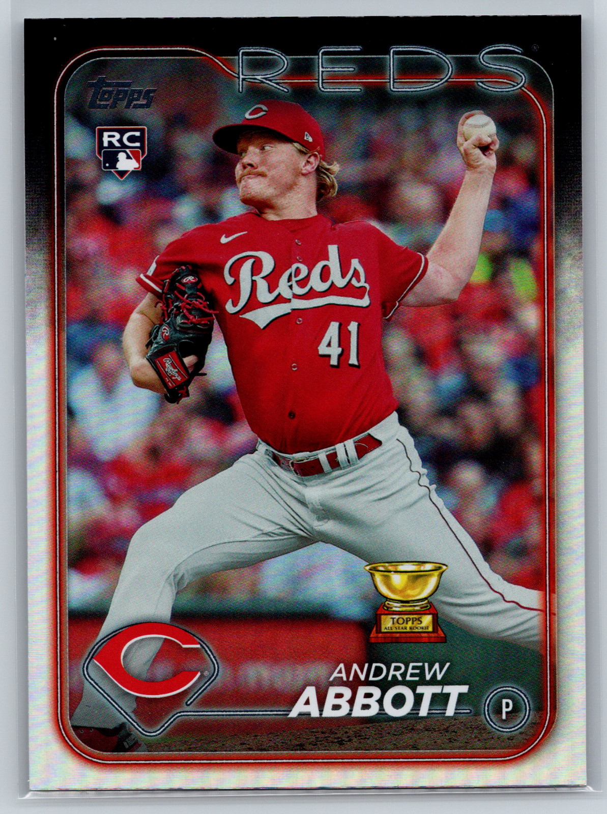 Andrew Abbott 2024 Topps Series 1 Rainbow Foil Rookie Card #214 Cincinnati Reds