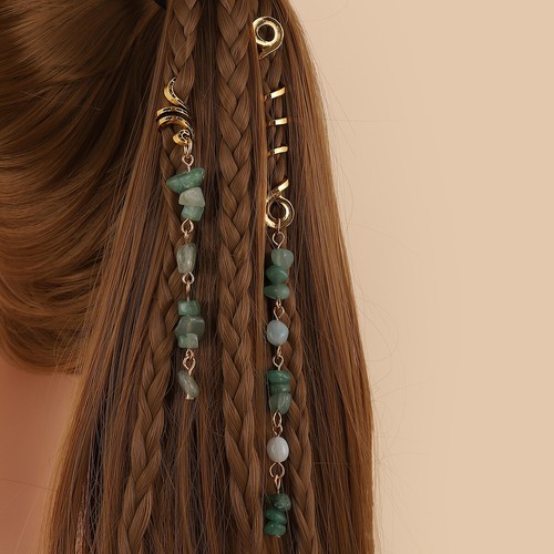 Colored Natural Stone Pendant Hair Jewelry Hair Braids Jewelry Hair Accessories - Picture 8 of 17