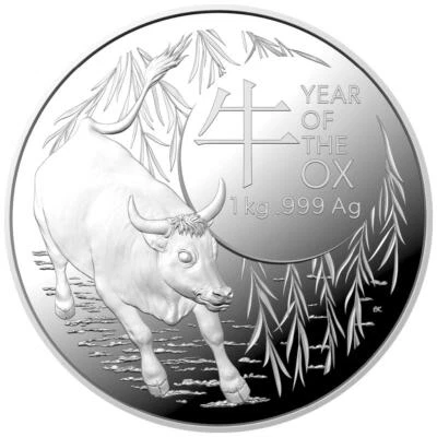 Silbermünze 1kg Jahr des Ochsen Lunar-Serie (2.) 2021 - Australien - PP - Bild 1 von 4