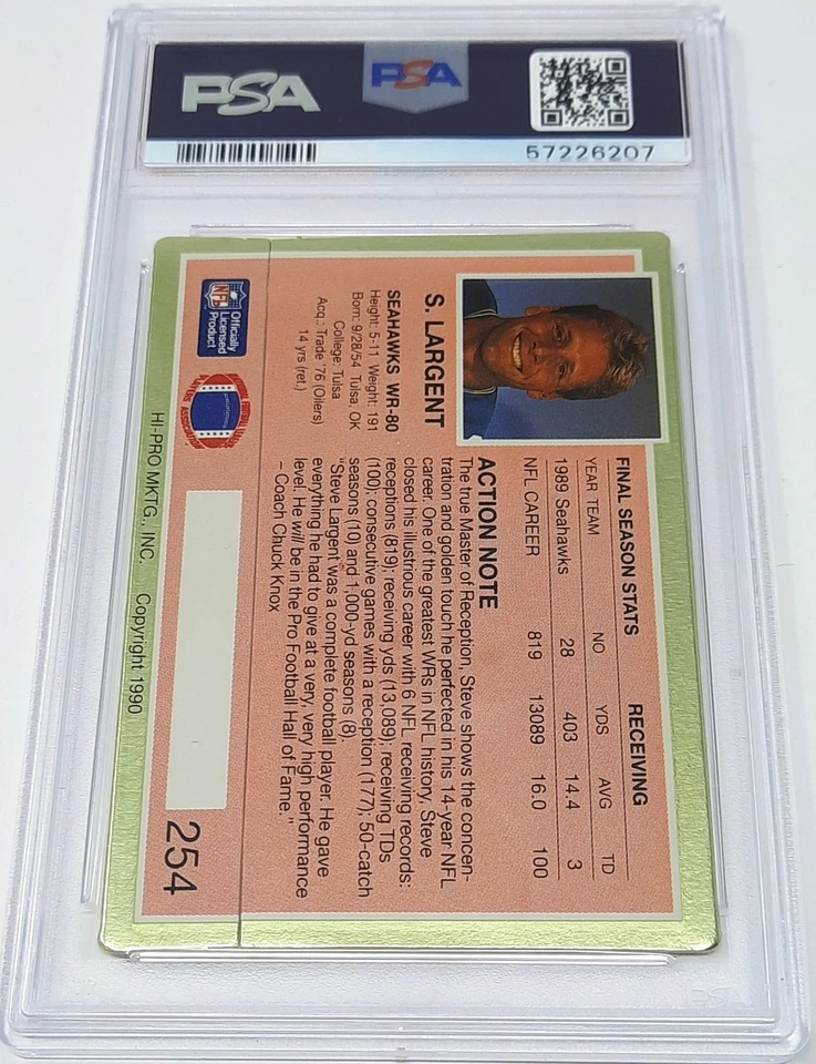 1990 Action Packed HOF Star STEVE LARGENT Card PSA 10 GEM MINT Rare (Pop 6) - Image 4 of 4