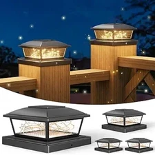 VOLISUN Solar Post Cap Lights Outdoor 4Pack, Black Fence Cap Lights Fits 4x4 6x6