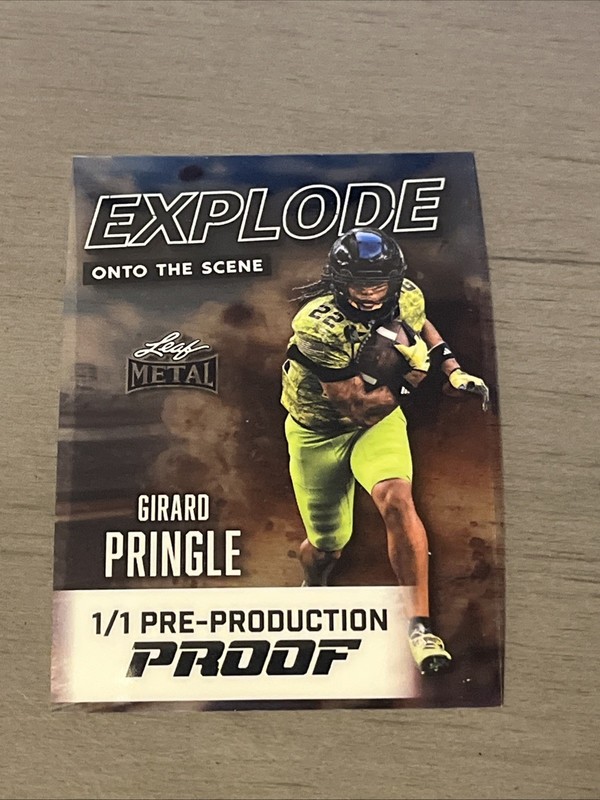 Explode Onto The Scene Leaf Pre-Production 1/1 Girard Pringle Miami Hurricanes