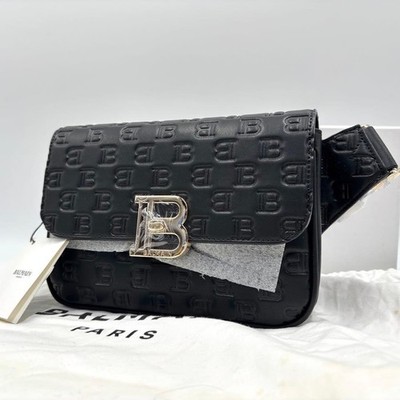 Balmain Leather Belt Bag Black Used Authentic