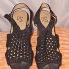 SO Women’s Black Woven Strappy Ankle Strap Buckle Cork Wedge Sandals US 5 — photo 2