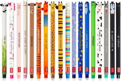 LEGAMI Set 18 radierbare Gelstifte 0,7 mm Tierdesigns verschiedene Farben